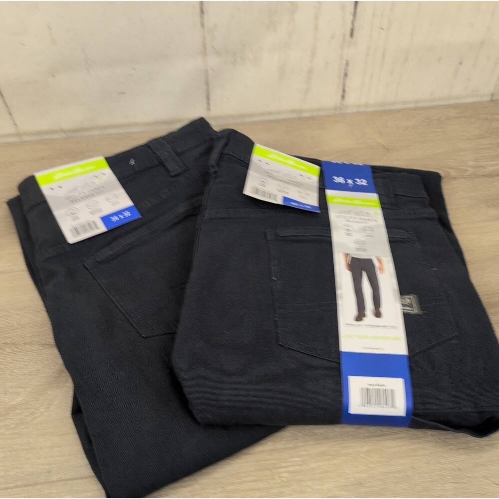 Lot Of 2 Eddie Bauer Men’s Utility Pants Relaxed Fit Navy Blue Size 36X32 New